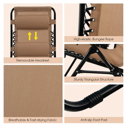 Zero Gravity Folding Lounge Chair  Reclining Ergonomic Patio Lounger