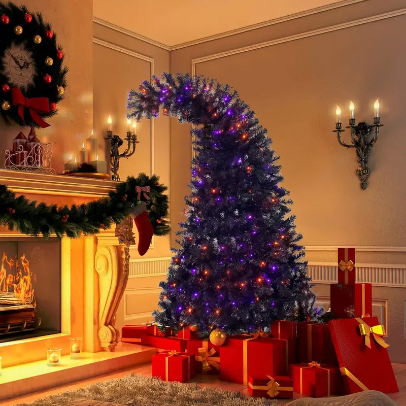 7-Foot Matte Black Artificial Christmas Tree  Versatile Holiday & Gothic Decor