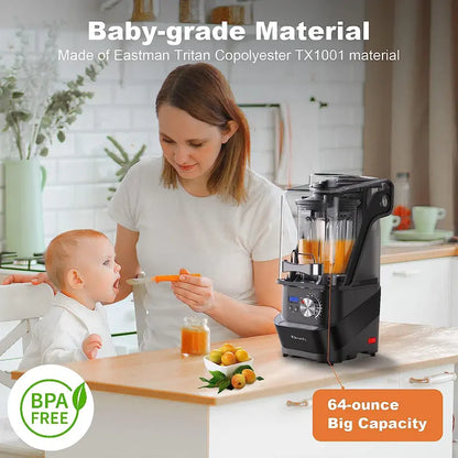 Kitchen Quiet Vacuum Blender  1500W Commercial-Grade Smoothie Maker with 56-Oz BPA-Free Container