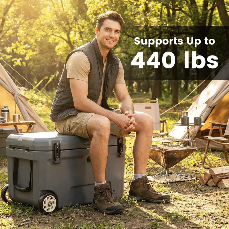 52-Quart Rolling Cooler with 6-Day Ice Retention  Smooth-Action Wheels, Pull Handle