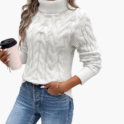 Women’s Traditional Cable-Knit Turtleneck Sweater
