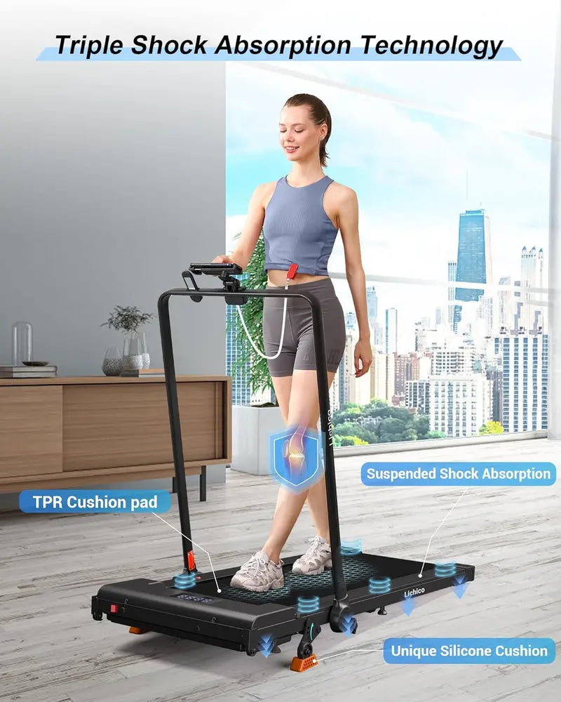 Lichico Ultra-Quiet Brushless Walking Pad  Under-Desk Electric Treadmill with Remote & Low-Noise Operation