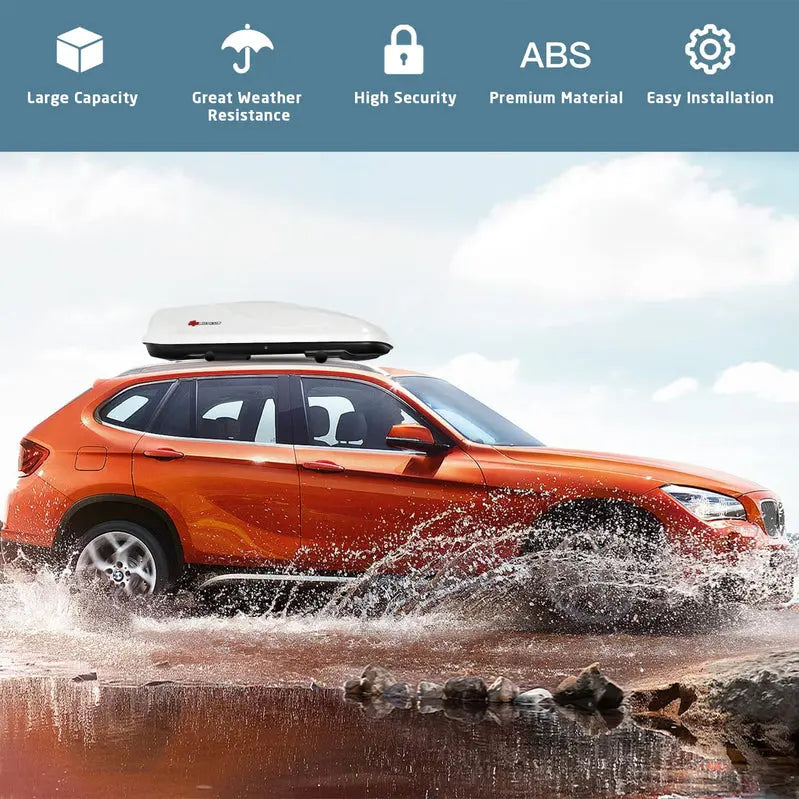 Heavy-Duty Waterproof Rooftop Cargo Box  15 Cu. Ft. Aerodynamic Roof Mount Carrier for SUVs & Cars
