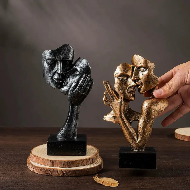 Modern Abstract Kiss Sculpture  Artistic Wall or Shelf Decor