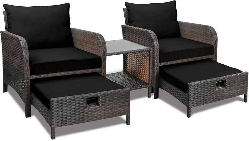 Leveleve 5-Piece Balcony Conversation Set  Compact Patio Furniture with Weather-Resistant Design