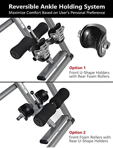 HEALTH AND FITNESS ITX9600 Inversion Table  Heavy-Duty Steel Frame with Adjustable Ankle Holders