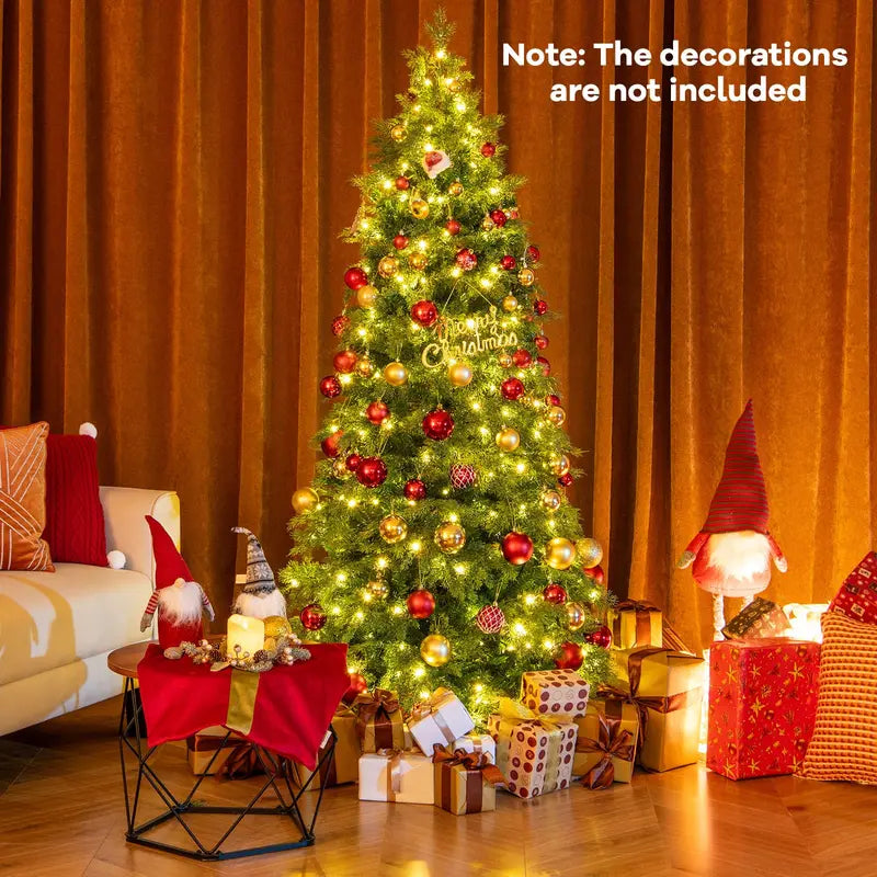 6-Foot Pre-Lit Artificial Christmas Tree Featuring 300 Dual-Color LEDs, 11 Lighting Modes & Remote Control