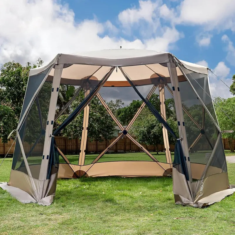 11.5×9.8 ft Instant Screened Gazebo  Pop-Up Bug-Free Outdoor Canopy for Camping & Gatherings
