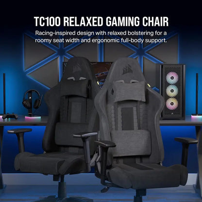 TC100 Relaxed Gaming Chair by TC, One Size, Gray & Black  Ergonomic Comfort for Gamers