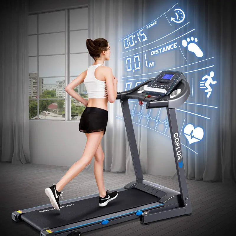 2.25HP Incline-Folding Treadmill  Superfit Electric Fitness Treadmill with Adjustable Slope