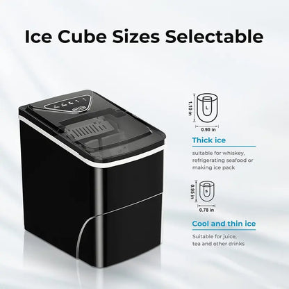 Brand Portable Self-Cleaning Countertop Ice Maker, 9 Bullet Ice Cubes in 6 Mins, 26 lbs/Day, Quiet & Compact with Ice Scoop, Black