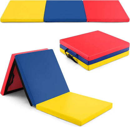 6′ x 2′ Tri-Fold Exercise Mat  2-Inch Dense Foam Tumbling Pad with Integrated Carrying Handles