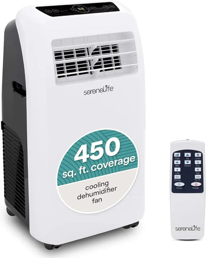 10,000 BTU 4-in-1 Portable AC Unit  Cooling, Heating, Dehumidifying & Fan, Remote Control, Window Mount, 24-Hour Timer, Low-Noise Design
