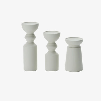 Set de 3 bougeoirs bois design, Boston coloris cr me