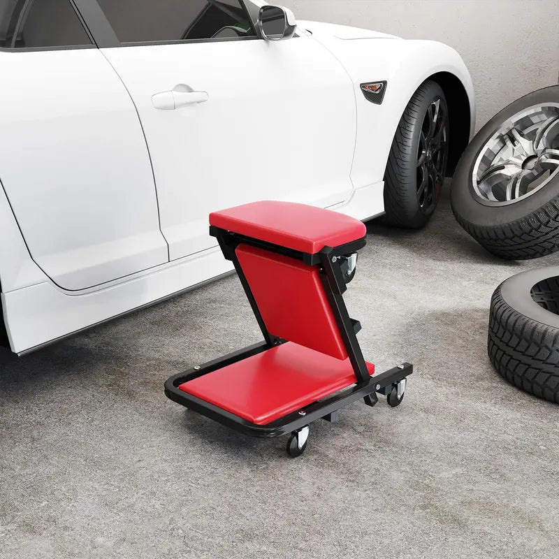 Rolling Z-Style Folding Mechanic Creeper Seat with Six Swivel Casters