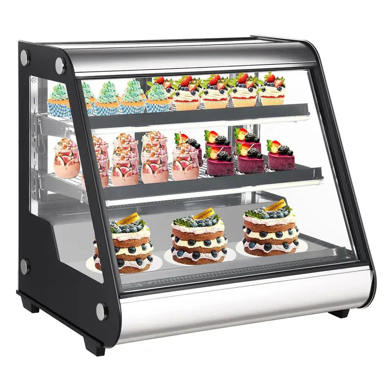 Commercial Countertop Refrigerated Display Case  130L (4.6 Cu. Ft.), Tempered Glass & LED Lighting