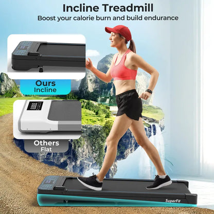 Portable Under-Desk Walking Pad  300 LB Capacity Treadmill with LED Display, Remote & App Connectivity, Compact for Home or Office