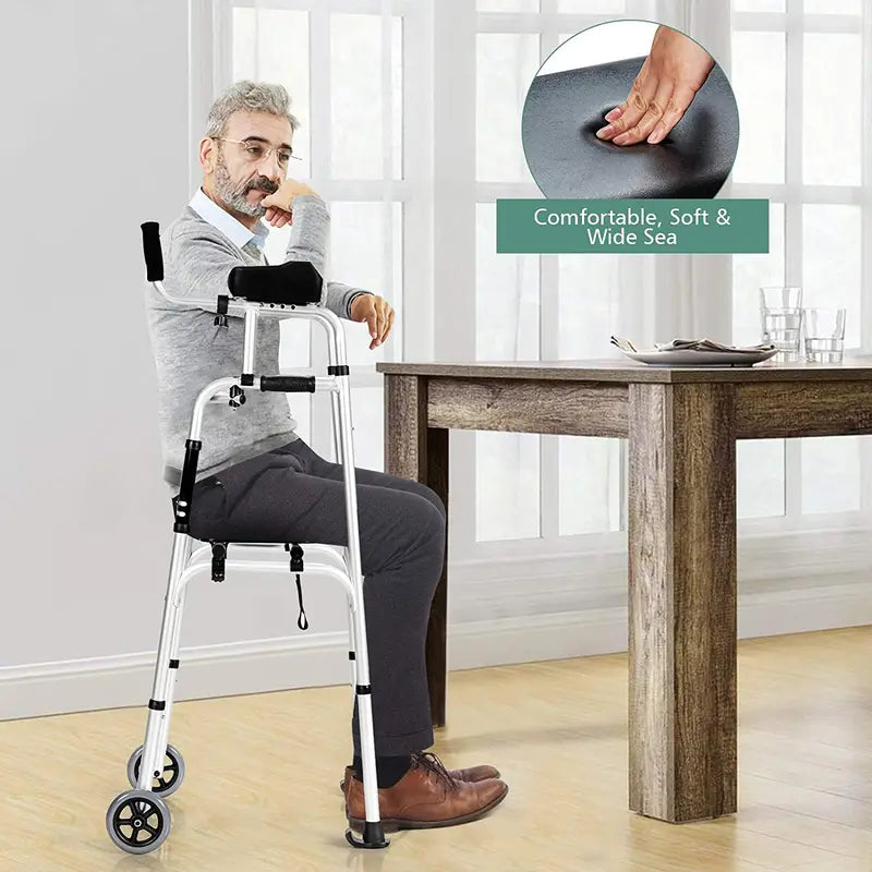 Lightweight Aluminum Foldable Walker  Durable Rehab Support Frame