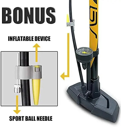 BV Durable Steel Bike Floor Pump 17/24″ Smart Valve 160 PSI Auto Reversible Presta/Schrader