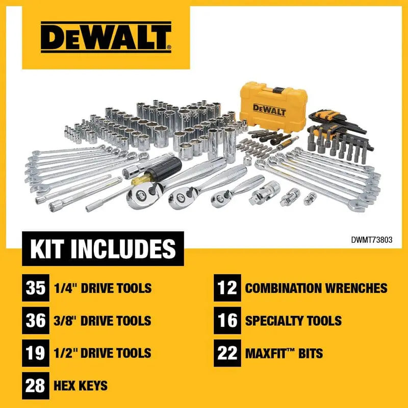 DEWALT 1/4 in., 3/8 in. and 1⁄2 in. Drive Polished Chrome Mechanics Tool Set (168-Piece) DWMT73803