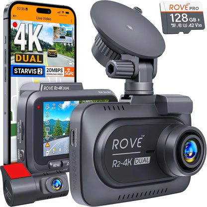 Dual-Camera Dash Cam  Front & Rear Recording with Starvis 2 Sensors, 5G WiFi & 24H Parking Mode