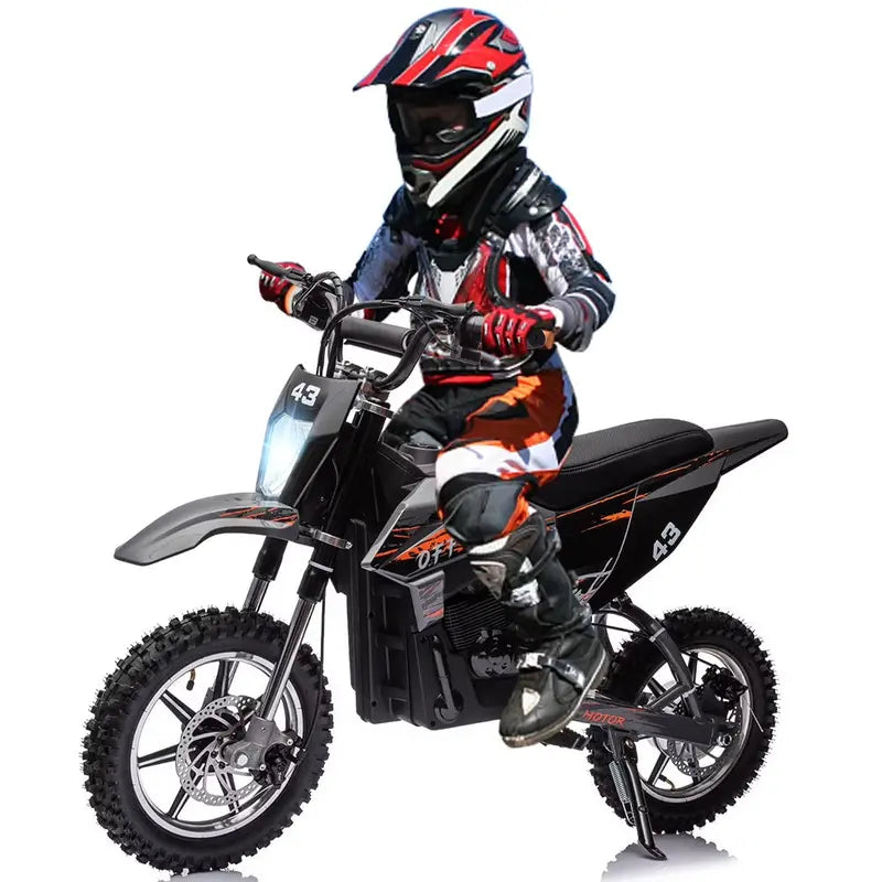 Kids’ 36V Electric Dirt Bike  350W Brushless Motor, 15.5 MPH Max Speed, LED Headlight & Dual Brakes for Ages 816