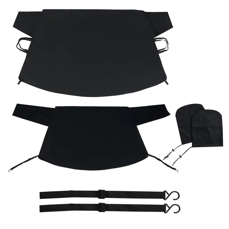 Heavy-Duty Windshield Snow Cover Set  600D Oxford Fabric Frost & Ice Protector for Front & Rear Windows