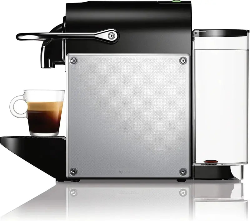 Nespresso Pixie by De’Longhi  Compact 19-Bar Espresso Machine in Sleek Silver Aluminum Design with 1.1L Water Tank