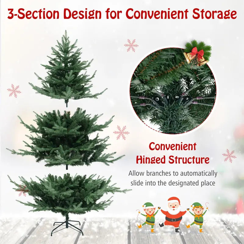 6 ft Faux Hinged Full-Profile Christmas Tree  240 Warm White LEDs & 778 Branch Tips