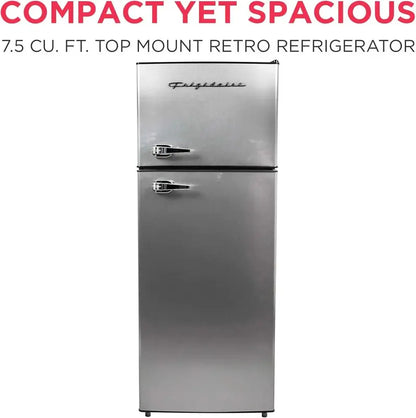 Frigidaire Platinum Series Apartment Refrigerator  7.5 Cu Ft, Two-Door Combo with Freezer, Stainless Steel Finish