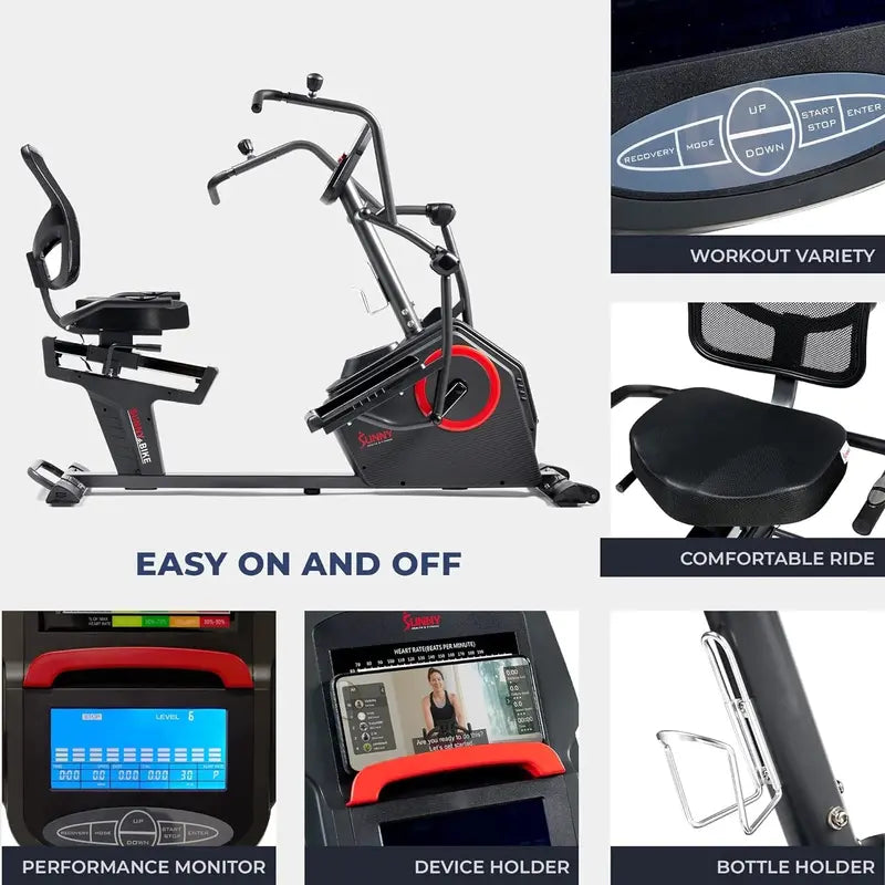 Sunny Health & Fitness Smart Recumbent Elliptical Bike with Bluetooth, 16 Resistance Levels, and SunnyFit App  SF-RBE4886SMART