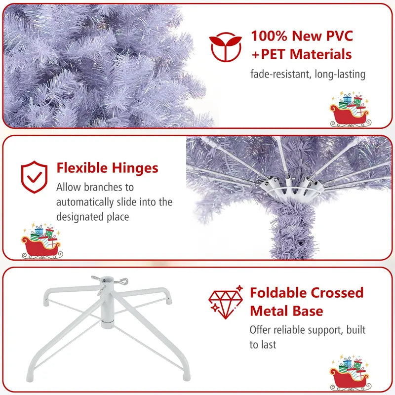 6-Foot or 7.5-Foot Pre-Lit Tinsel Christmas Tree with Warm White LED Illumination