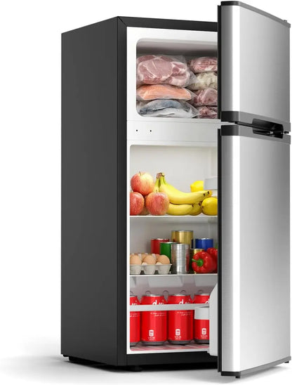 COWSAR 4.5 Cu Ft Dorm Fridge  Two-Door Compact Refrigerator with Removable Shelves