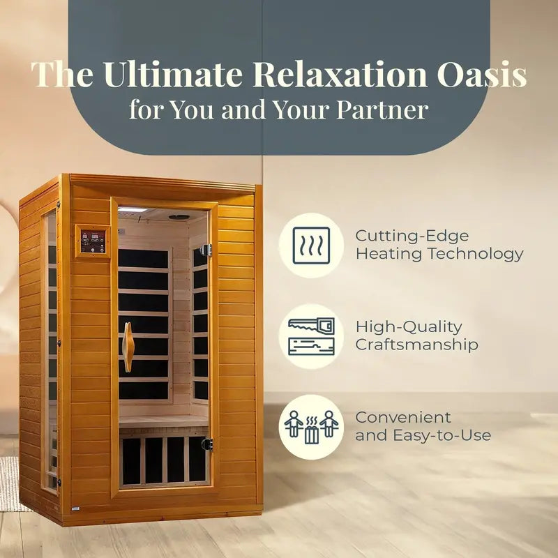 Dynamic Saunas Andora 2-Person FAR Infrared Sauna  Low EMF, Canadian Hemlock