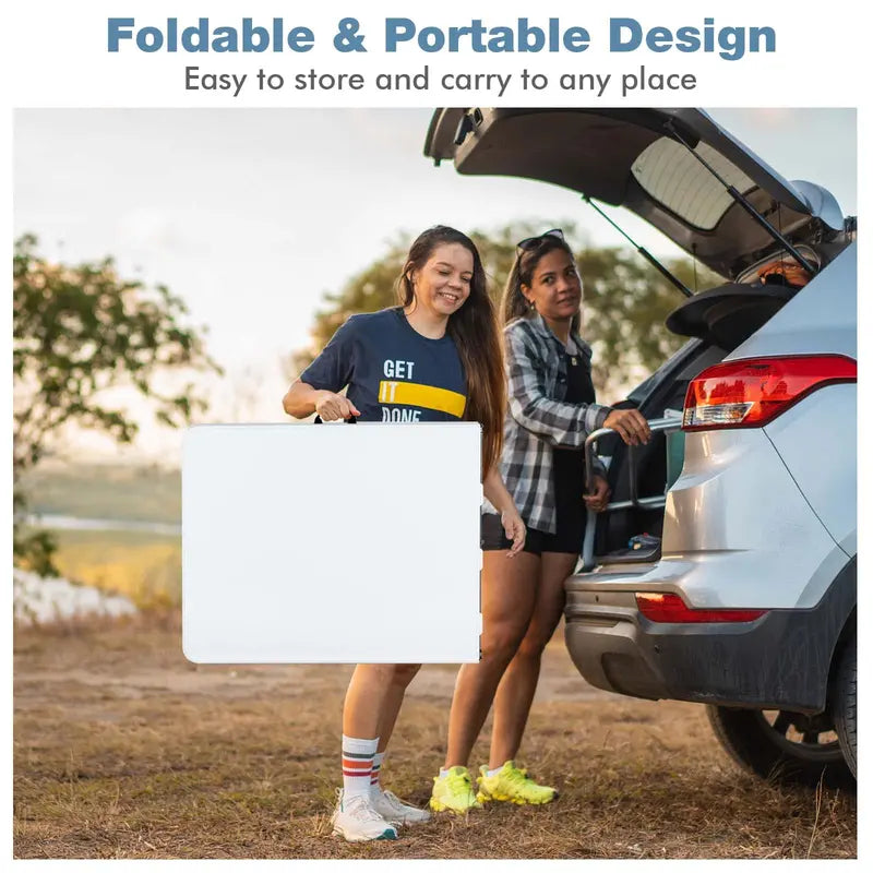 6-Foot Foldable Card Table  Durable HDPE Plastic Picnic Table with Carry Handle and Quick-Set Frame