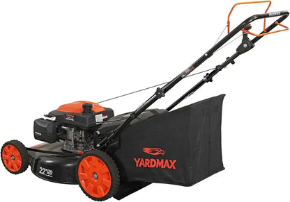 YARDMAX 22″ Gas-Powered Self-Propelled Mower — 201cc Engine, 6-Speed CVT, 3-in-1 Functionality