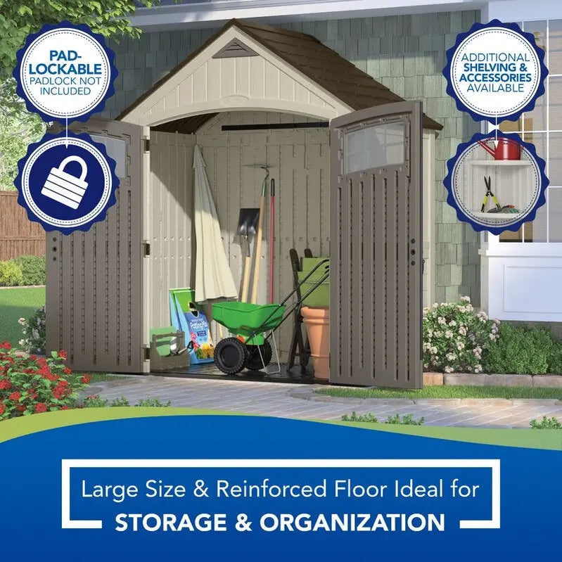 Cascade 7′ x 4′ Heavy-Duty Plastic Storage Shed  Weather-Resistant Outdoor Utility Shed