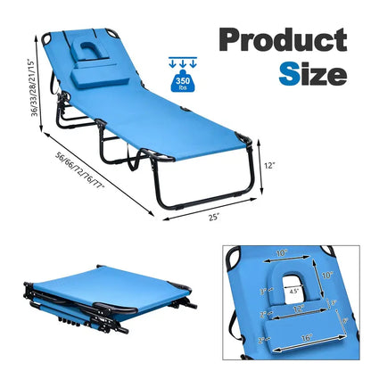 Adjustable Beach Chaise Lounge with UV-Resistant Fabric