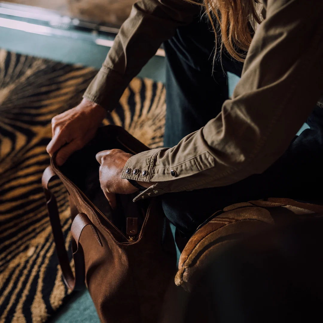 Suede Tote - Tobacco Brown