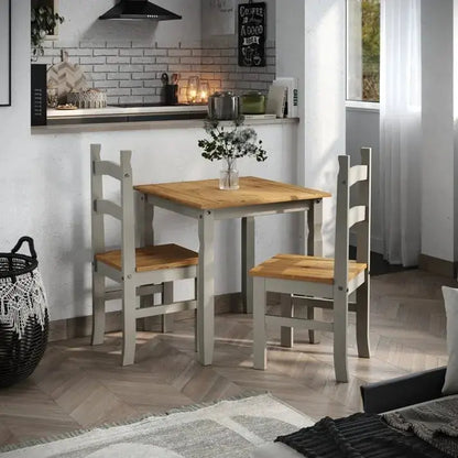 Corona Collection Solid Wood Dining Table  Rustic Modern Farmhouse Style Table