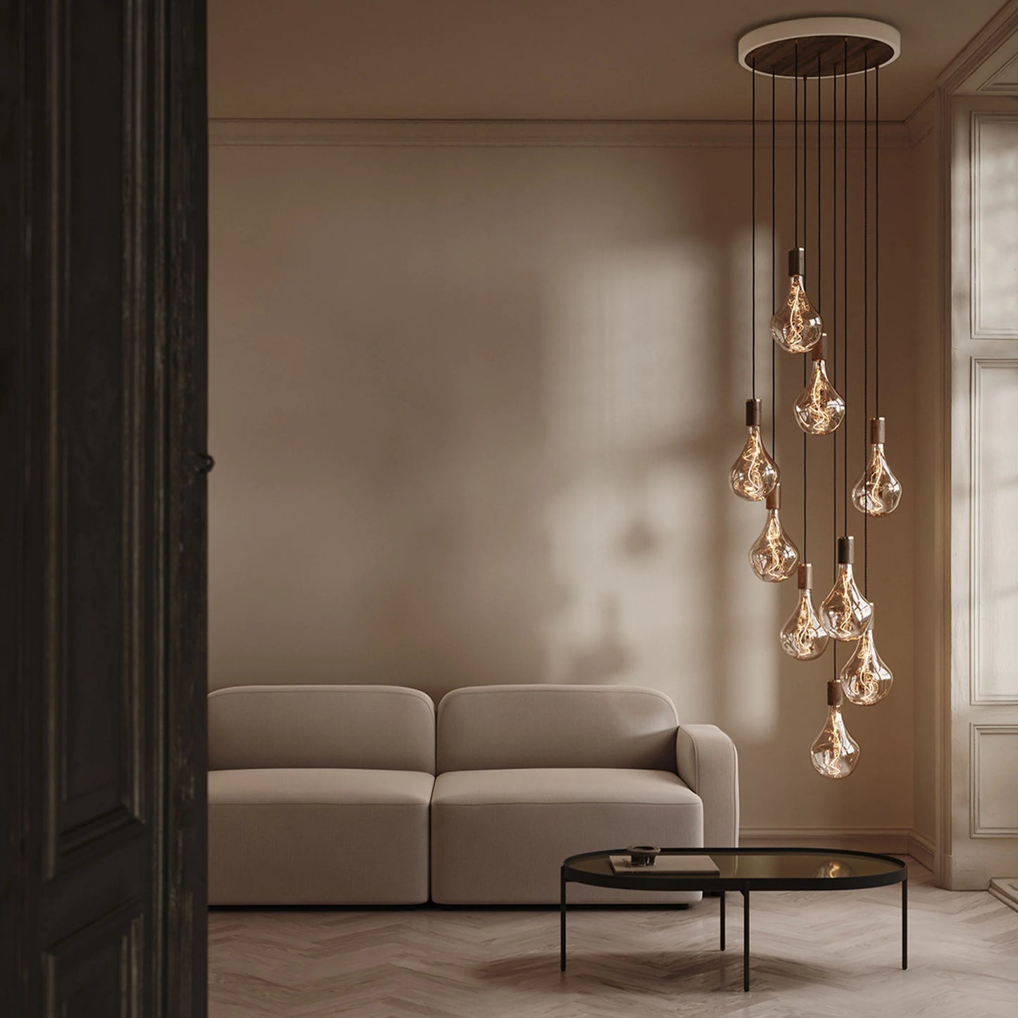 The Original Nine Pendant in Walnut + Voronoi II