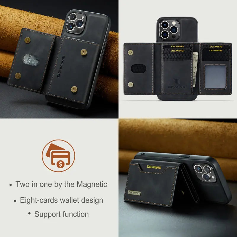 Executive Black Leather iPhone Wallet Case  Sleek, Functional & MagSafe Ready