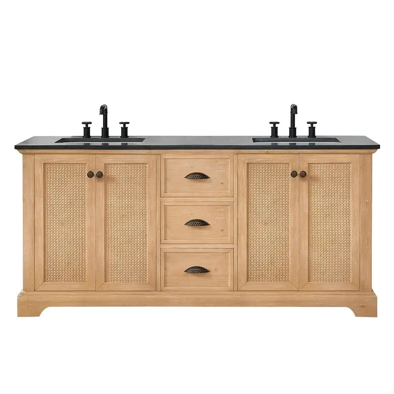 Hervas Bathroom Vanity  Natural Marble Top Console Cabinet (Mirror Not Included)