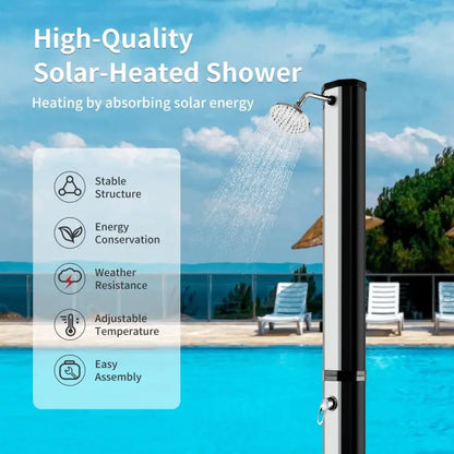 Freestanding Solar-Powered Outdoor Shower: 7.2-Foot Tall with Foot Rinse Feature