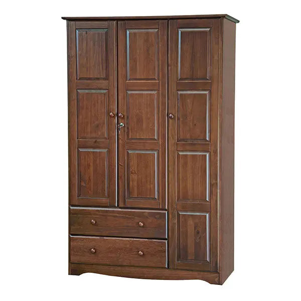 Mocha-Finished Grand Armoire  100% Solid Wood Wardrobe Cabinet