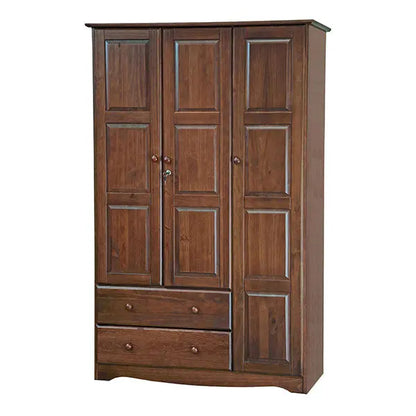 Mocha-Finished Grand Armoire  100% Solid Wood Wardrobe Cabinet