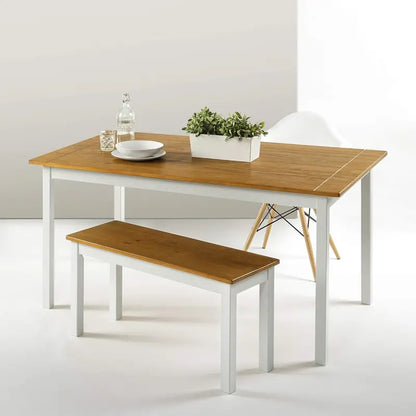 White Farmhouse-Style Dining Table—Table-Only Option with Rustic Charm for Kitchens and Open-Concept Living Areas