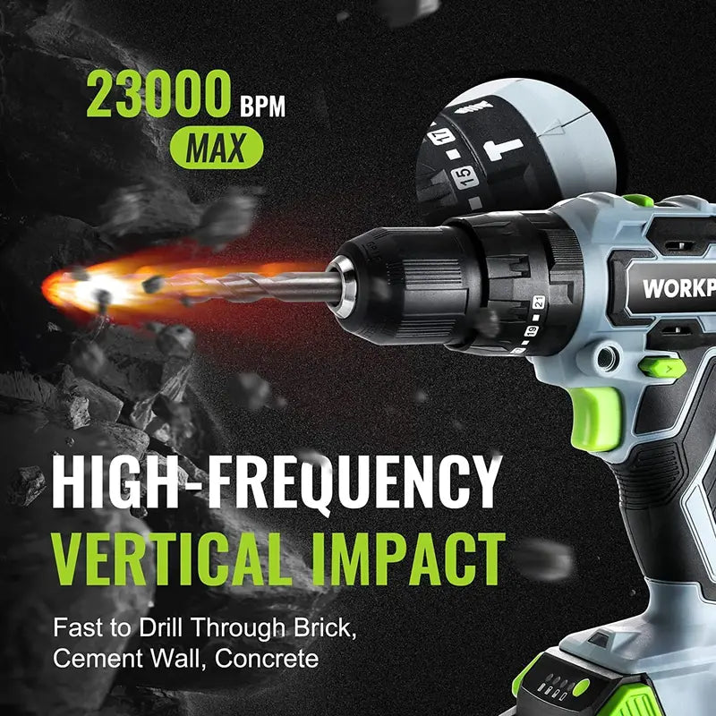 WORKPRO 20V Cordless Drill Driver Kit with 102-Piece Accessory Set, Dual 2.0Ah Batteries & Rapid Charger