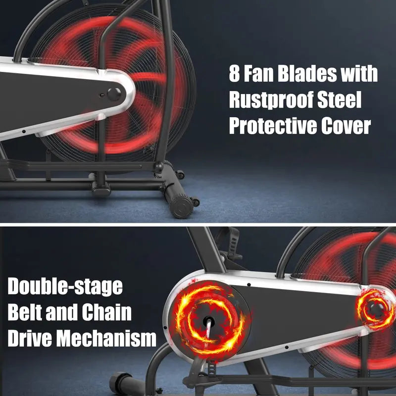 Air Resistance Exercise Bike  Fan-Driven Stationary Cycle with Infinite Resistance Levels