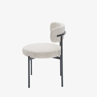 Lot de 2 chaises de table bouclette grise et blanche Scarlett